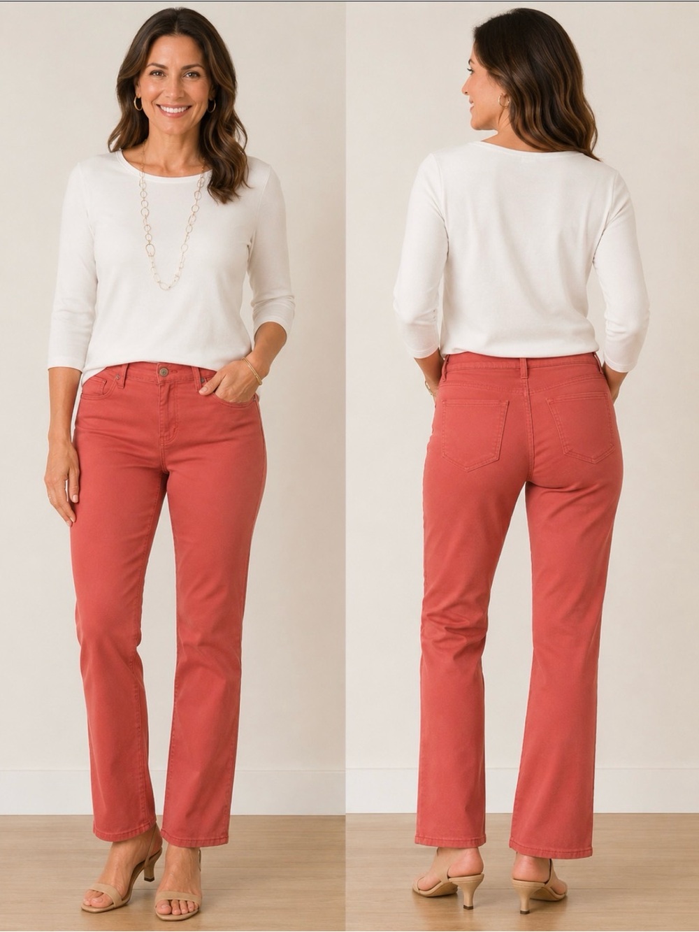 Chico's Coral Slim-Leg Jeans size 1R slimming super soft girlfriend ankle jean